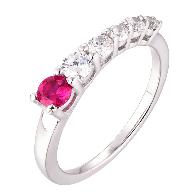 925 silver rings 4 mm red cricket and 3.5 mm round white vermiculite wedding ring for women Simplicity and fashion