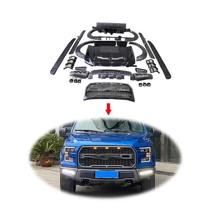 Facelift Front and Rear Bumper body kit For pick up Ford F150 15-17 upgrade to raptor bodykit grille Side Skirts Hood Fender