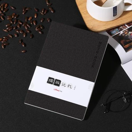 B6 linen PU leather soft cover red notebook journal notepad