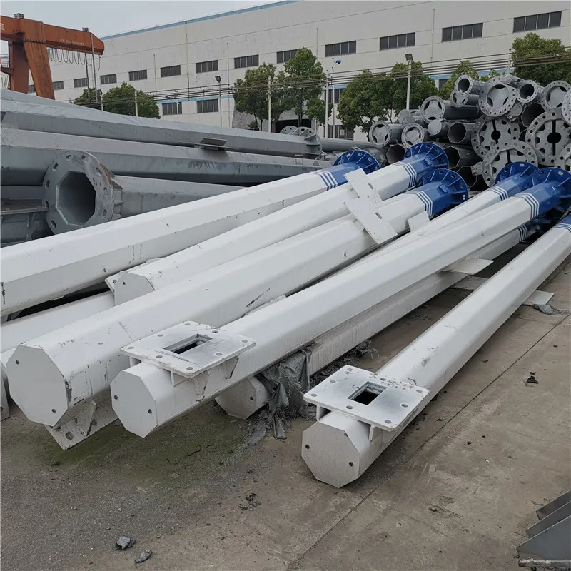 Hot Dip Galvanized Steel Electric Pole , OEM Power Distribution Poles