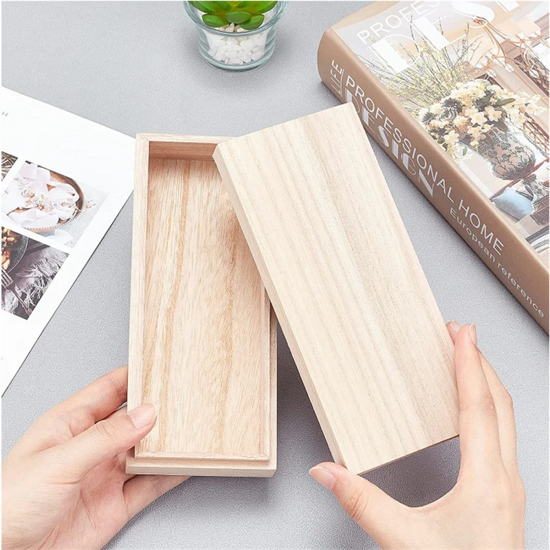 Unfinished wholesale wooden boxes wooden jewelry box packaging for gift with hinges