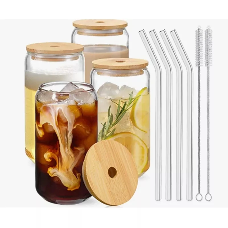 Onein OEM/ODM verre 401-500ml high borosilicate glass straw cup with lid heat-resisting coffee mug and cups