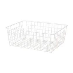 Square White household Metal Basket with handle for sundries