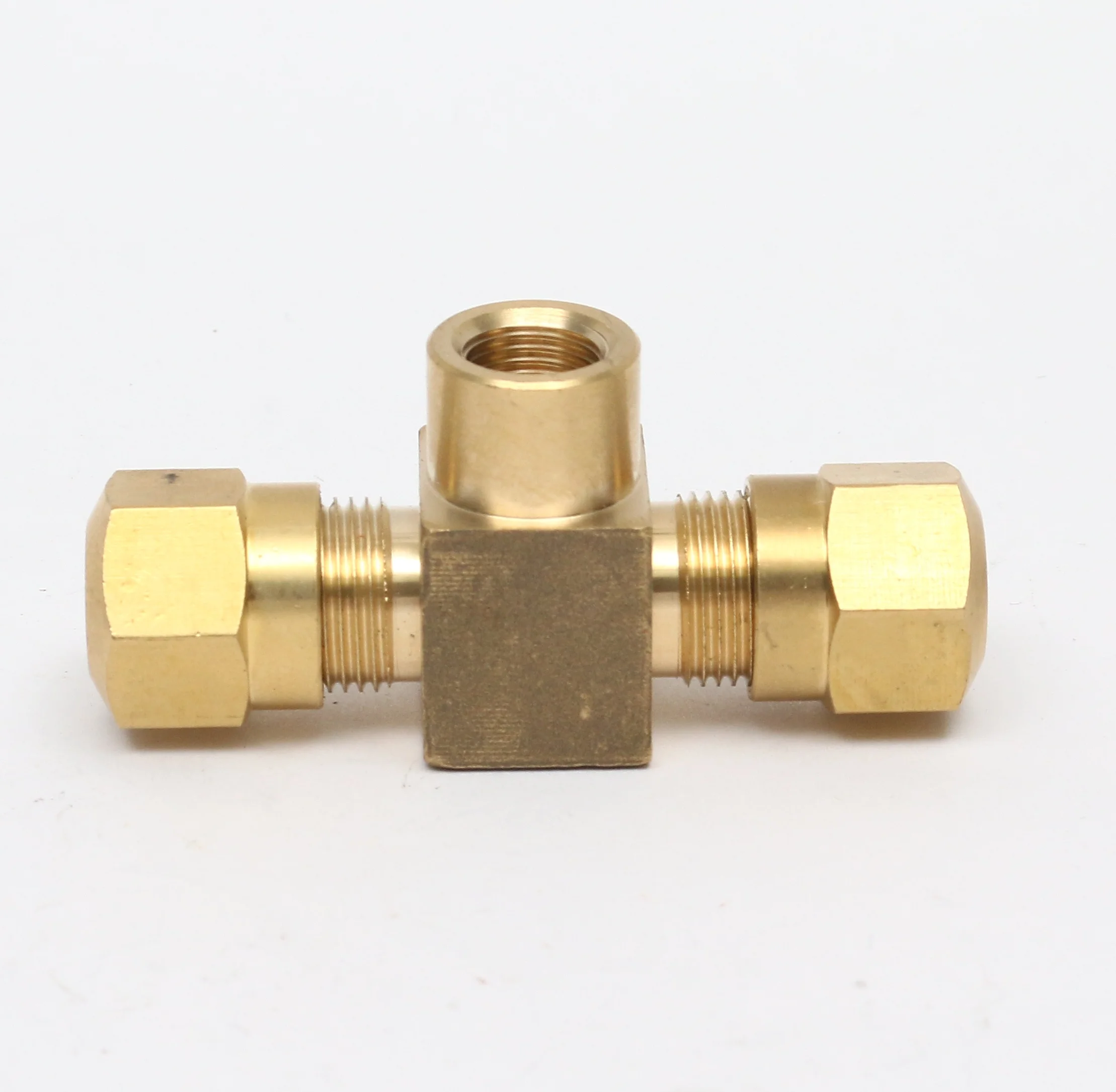 Air line fitting dot Tee Female NPT single brass ferrule tube fittings brass dot air brake hose fittings dot push in fitt