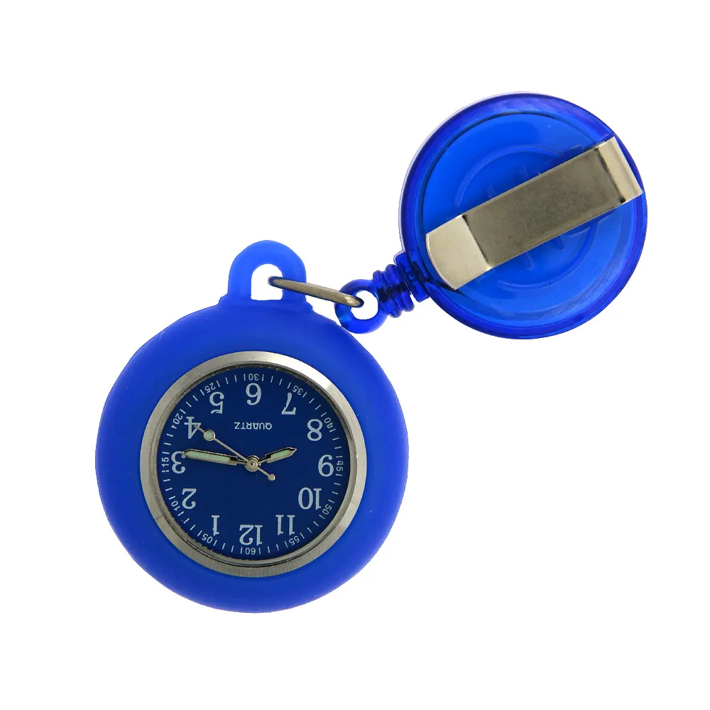 BR-111-Z Retractable Nurse Watches With Clip Nurse Fob Watch Silicone Cute Cartoon Smile Round Face Watch For Nurse