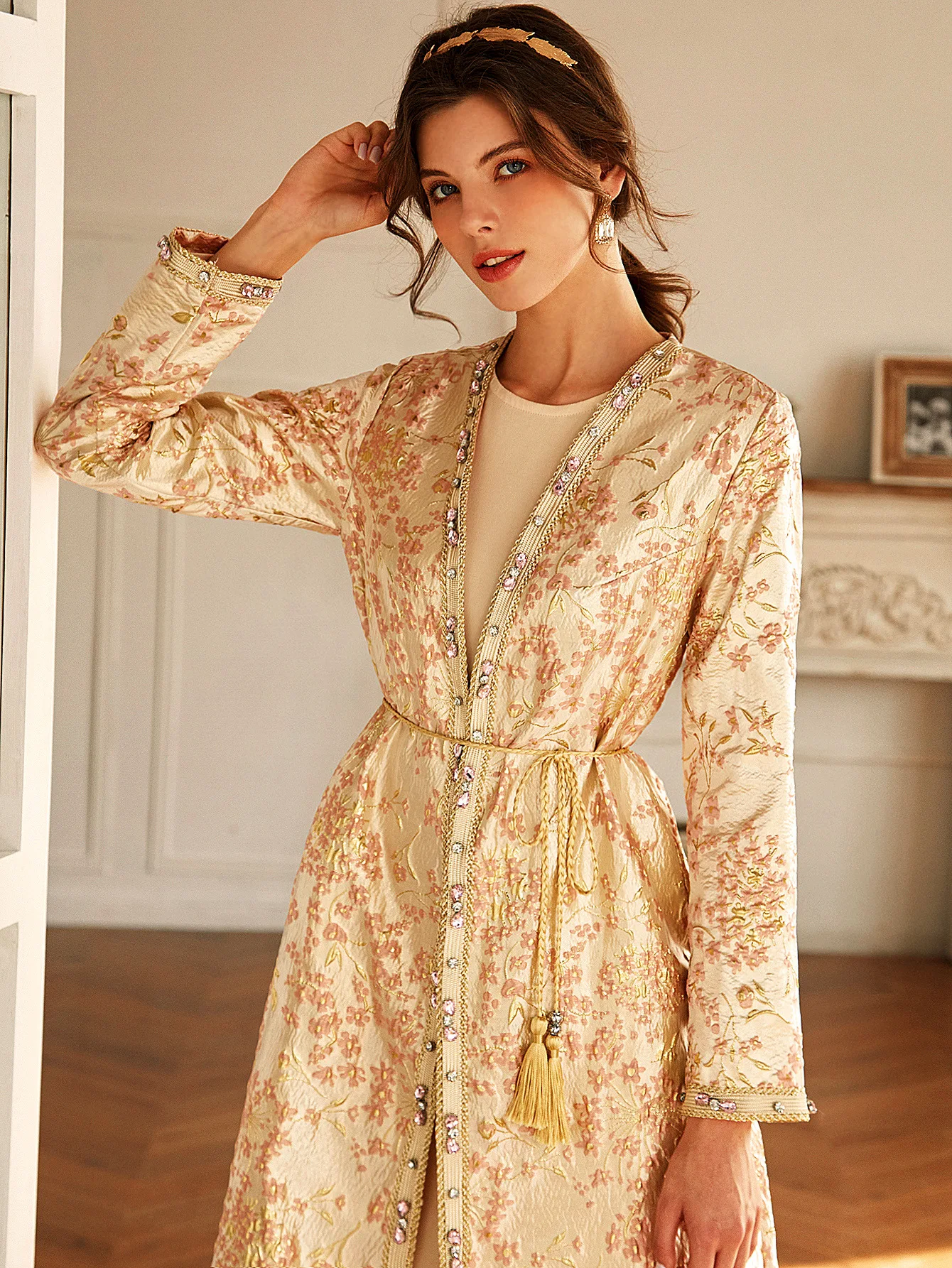 SIPO Factory Direct Eid Al-Adha Femme Abaya Muslim Islamic Casual Dresses Modest Abhayas Emas Jacquard Busana Kaftan Gamis Baru