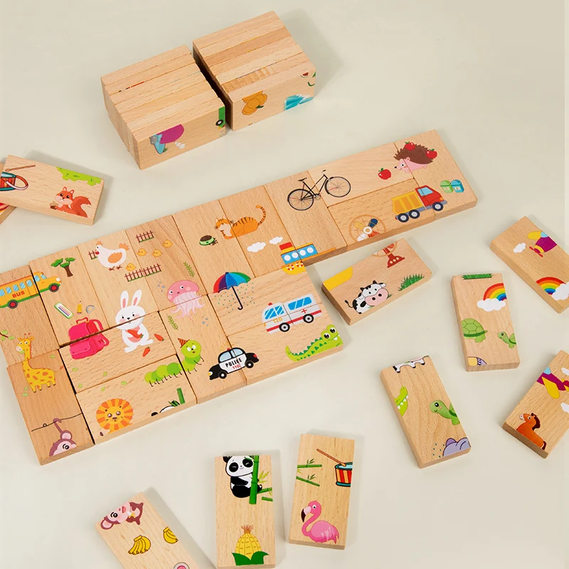 2024 new wooden Domino digital building blocks puzzle game Montessori early educational interact toys For children boys girls