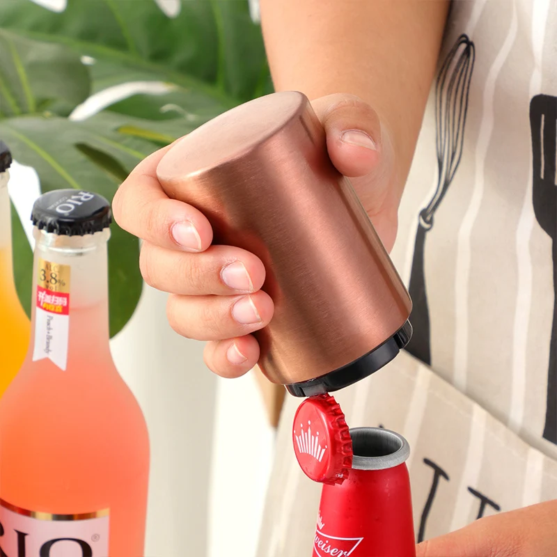 Kitchen Bar Home Gifts Metal Automatic Push Down Custom Stainless Steel Beer Bottle Opener