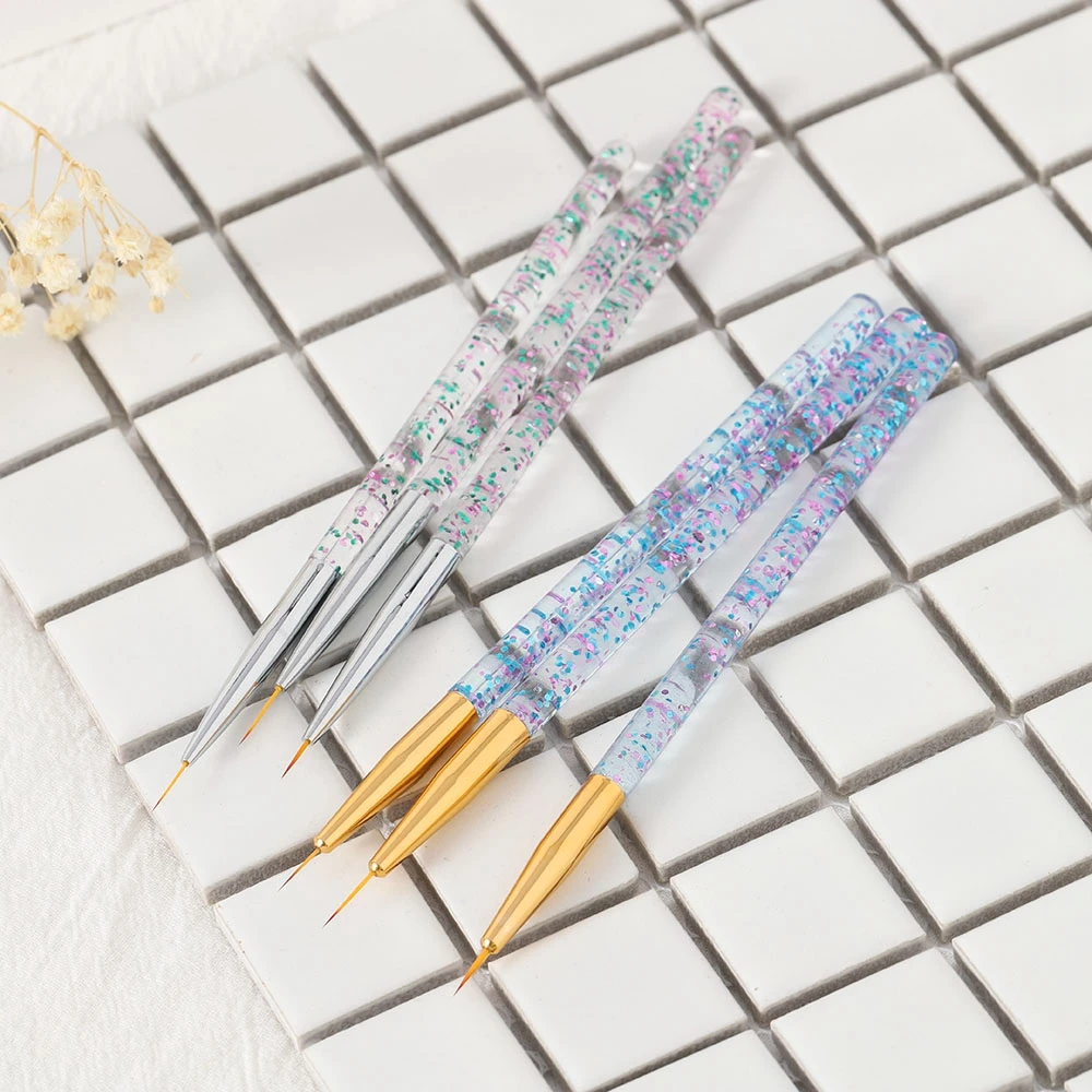 3 шт инструментов для ногтей Кисть Акриловая французский полоса Nail Art Кисти метка частного назначения ручка для рисования с бриллиантом ультра-тонкий, ногти \