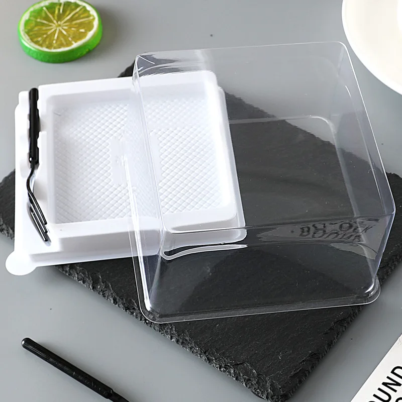 RZ Disposable Plastic PET packaging Blister Boxes transparent Clear Cupcake Dessert Container with Lid cake slice box
