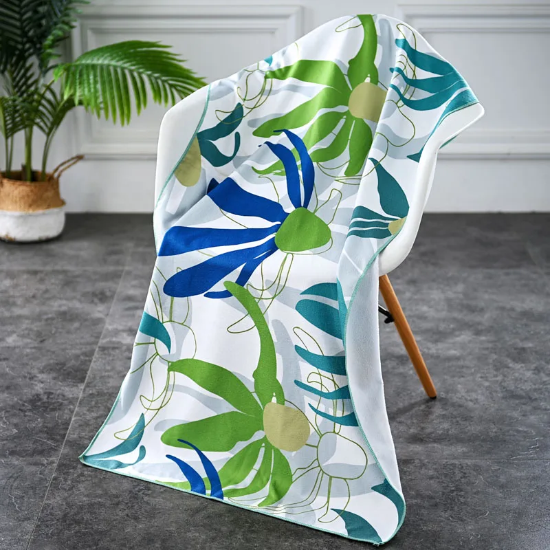 Hot-selling Custom Design Terry Double Side Printed Large Beach Towel Colorful Microfiber Sand Free Beach Towel with Mesh Bag