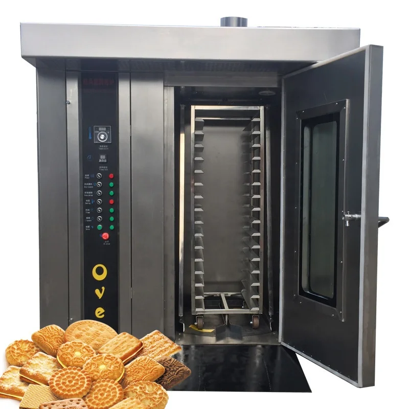 16 32 Tray Rotary Oven Price Gas Electric Big Rotating Bakery Rotary Rack Oven For Sale Baking Loaf Bread Bakery Industrial Oven