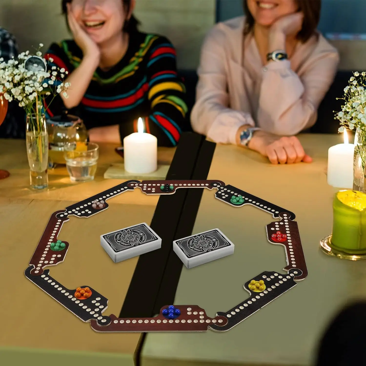 Jokers and Marbles Game 4-8 Player Wooden Fast Track Board Game For Holiday Party Family Playing