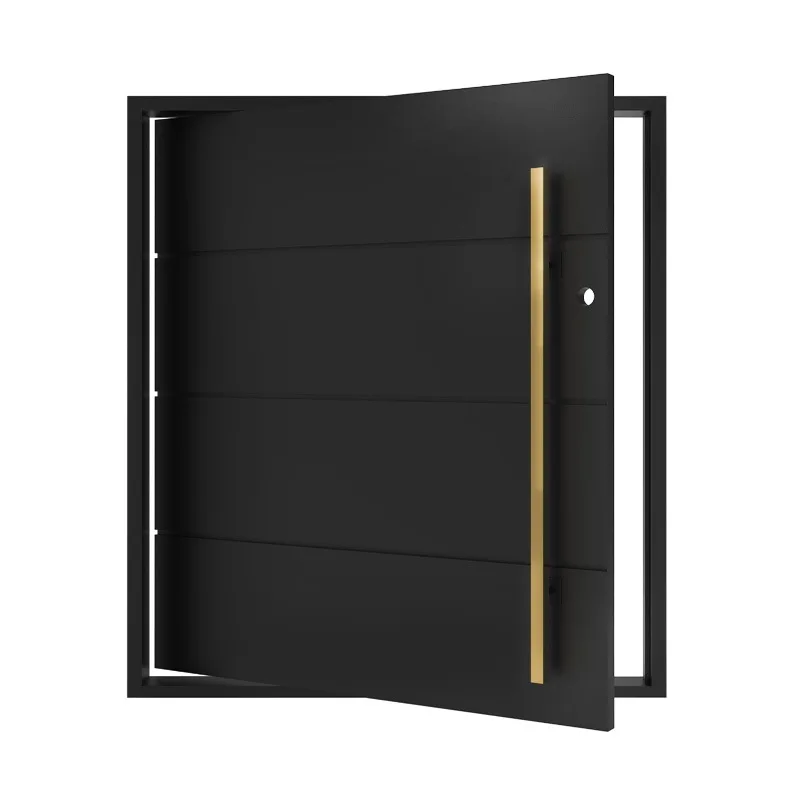 New Stock Arrival Metal Cast Aluminum Entrance Door Entry Front Doors Entrance Modern Hinges Pivot Front Door Design