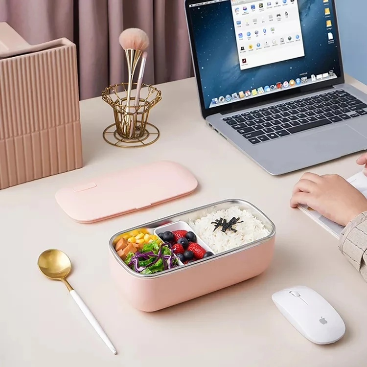 Classic Stainless Steel Home Office Lunchbox Bento Box With Heater