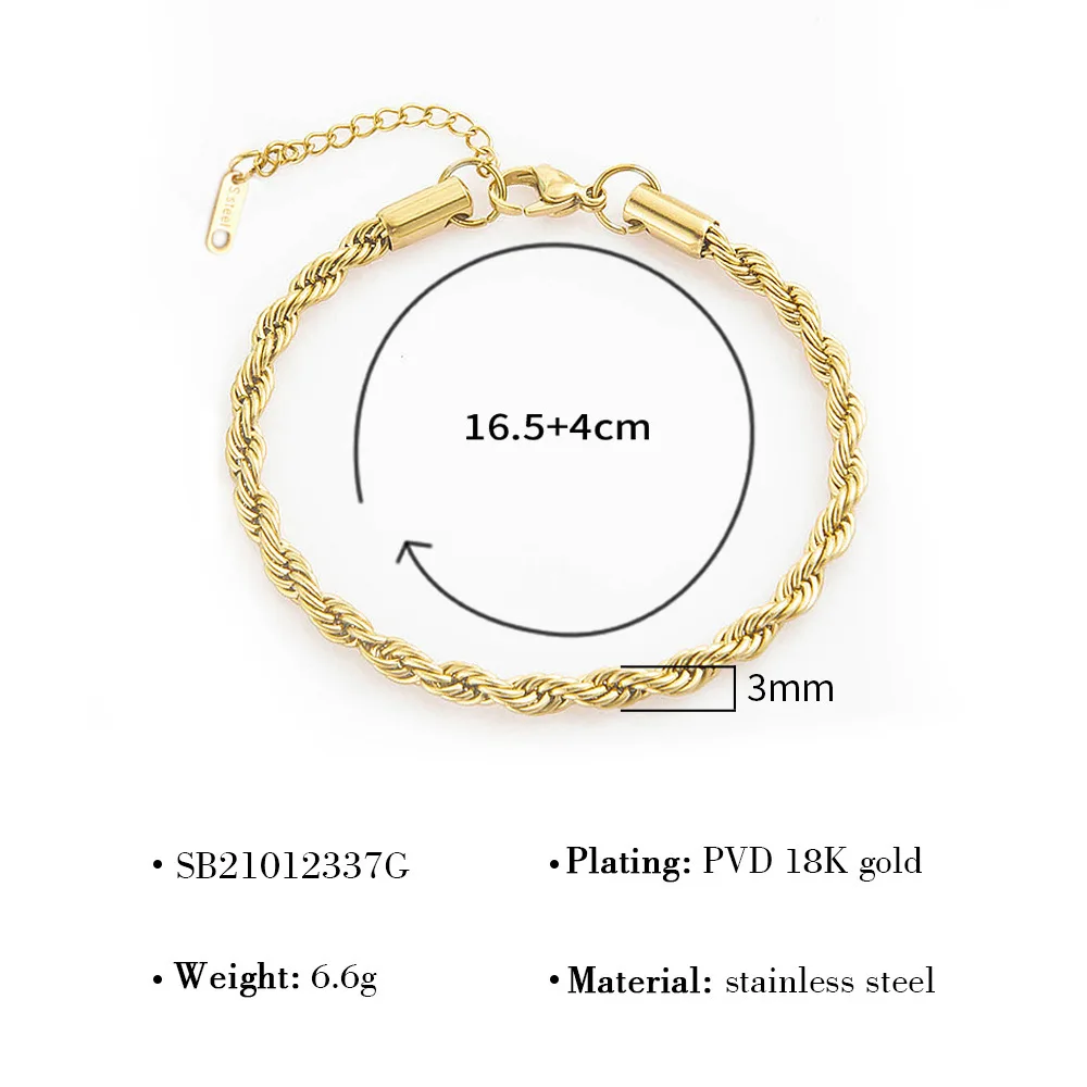 2024 New Vintage Stainless Steel Bracelet Cuban Chain Gold Plated Twisted Bracelet
