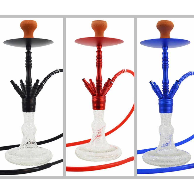 New Style Hookah Set Wholesalers Hookah Shisha 3 Colors Hooka Complete Chicha Glass Shisha Hookah