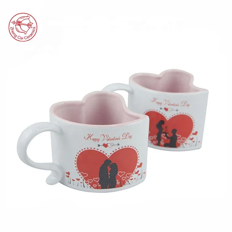 Wholesale high quality couple mugs cups with heart shaped coffee cup,couple mugs heart shape coffee cup
