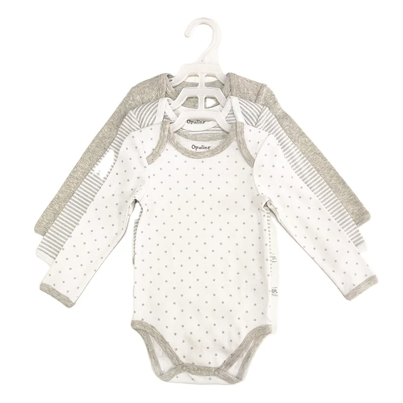 
Custom Design 100% Cotton Long Sleeve Baby Bodysuit with printing pattern for summer baby romper 