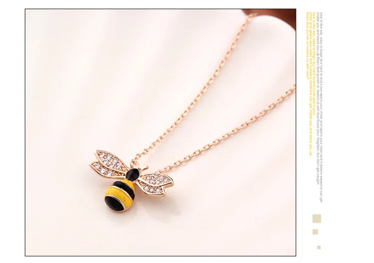 Mgirlshe Wholesale Ins Popular Women 14K Gold Plated Bee Pedant Brass Copper Zircon Enamel Plated Women Jewelry Accessories