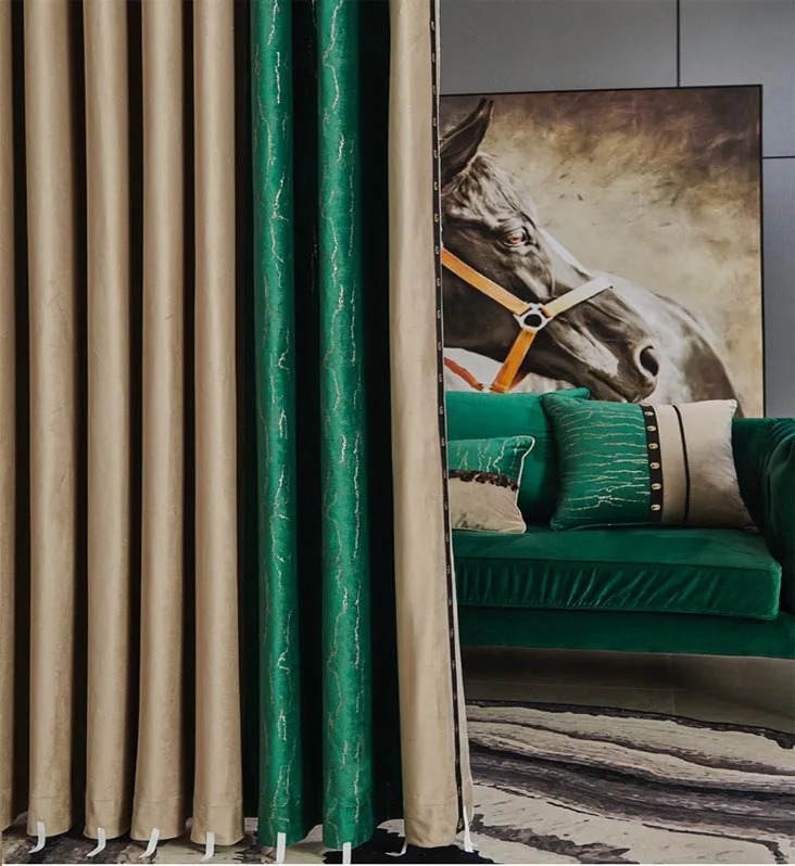 JBL  J2102 New Product Gold Printed  Luxury Velvet Curtain for Home Decor