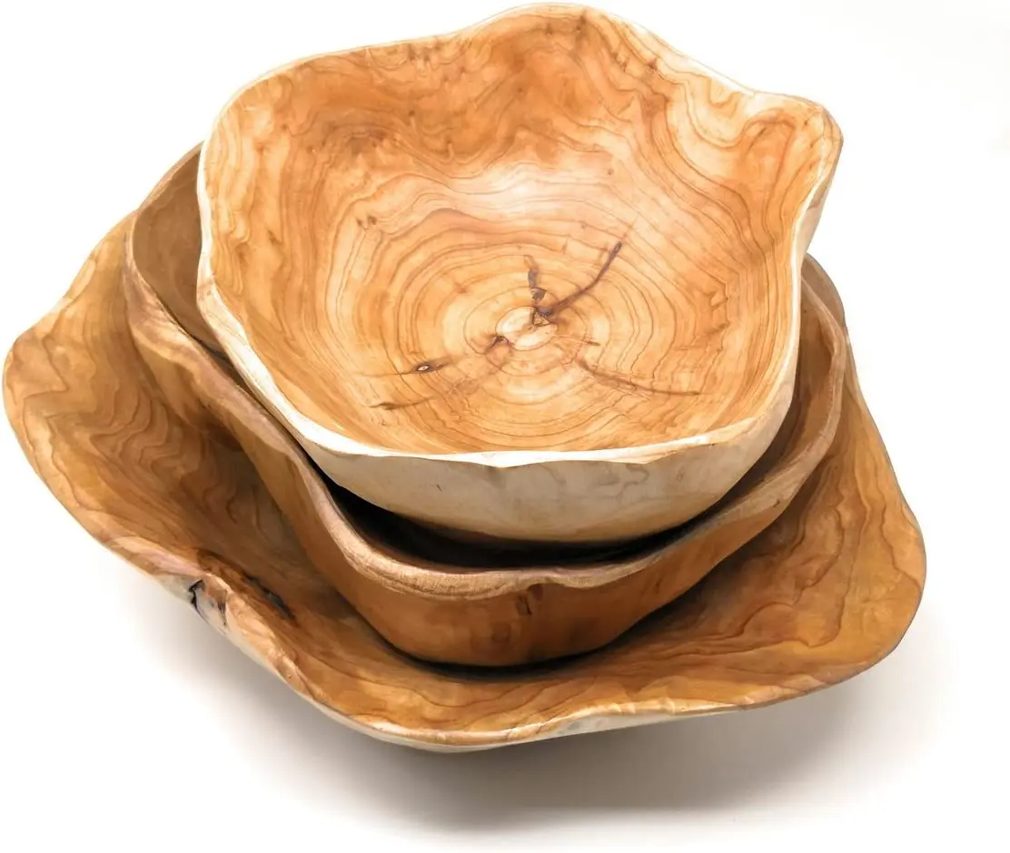Wholesale Custom Wooden Bowl Handmade Storage 100% Natural Root Original Wood Crafts Bowl Fruit Salad Serving Bowls