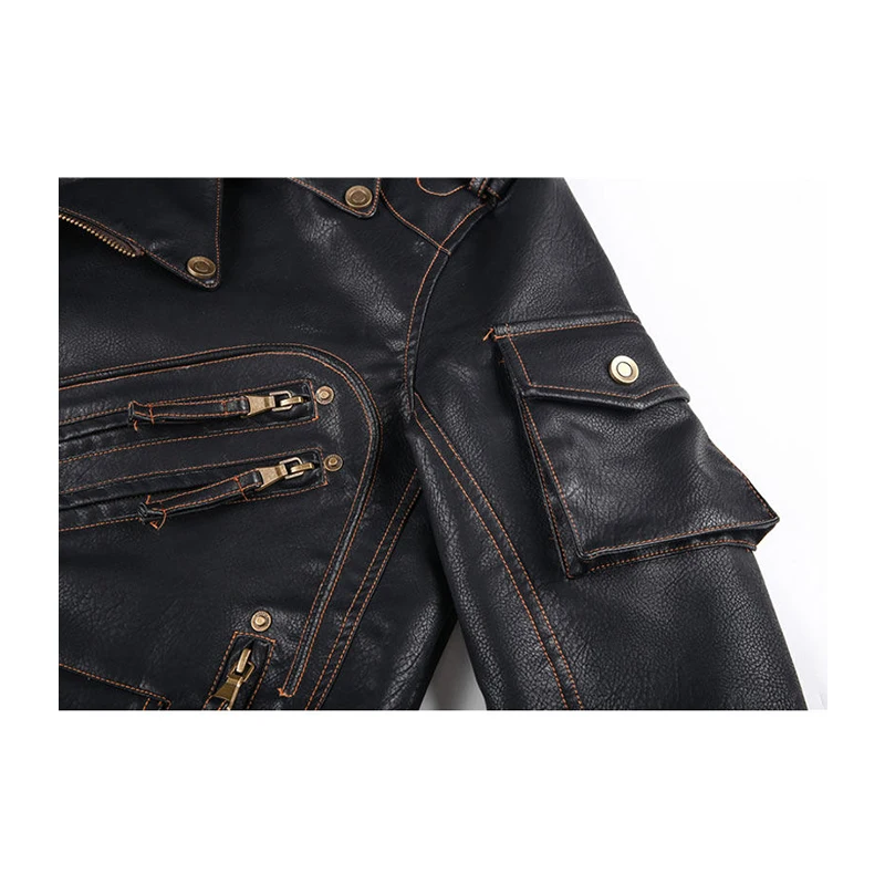 100% Real Motorbike Wholesale High Quality Warm Motorbike veste en cuir homme jacke Leather jacket