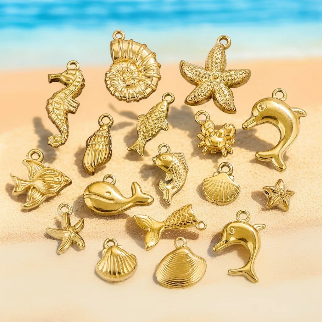 50 Styles Seashell Pendant Starfish Charm Conch Fish Summer Ocean Life Theme Sea Animals Beach Charms for Jewelry Making