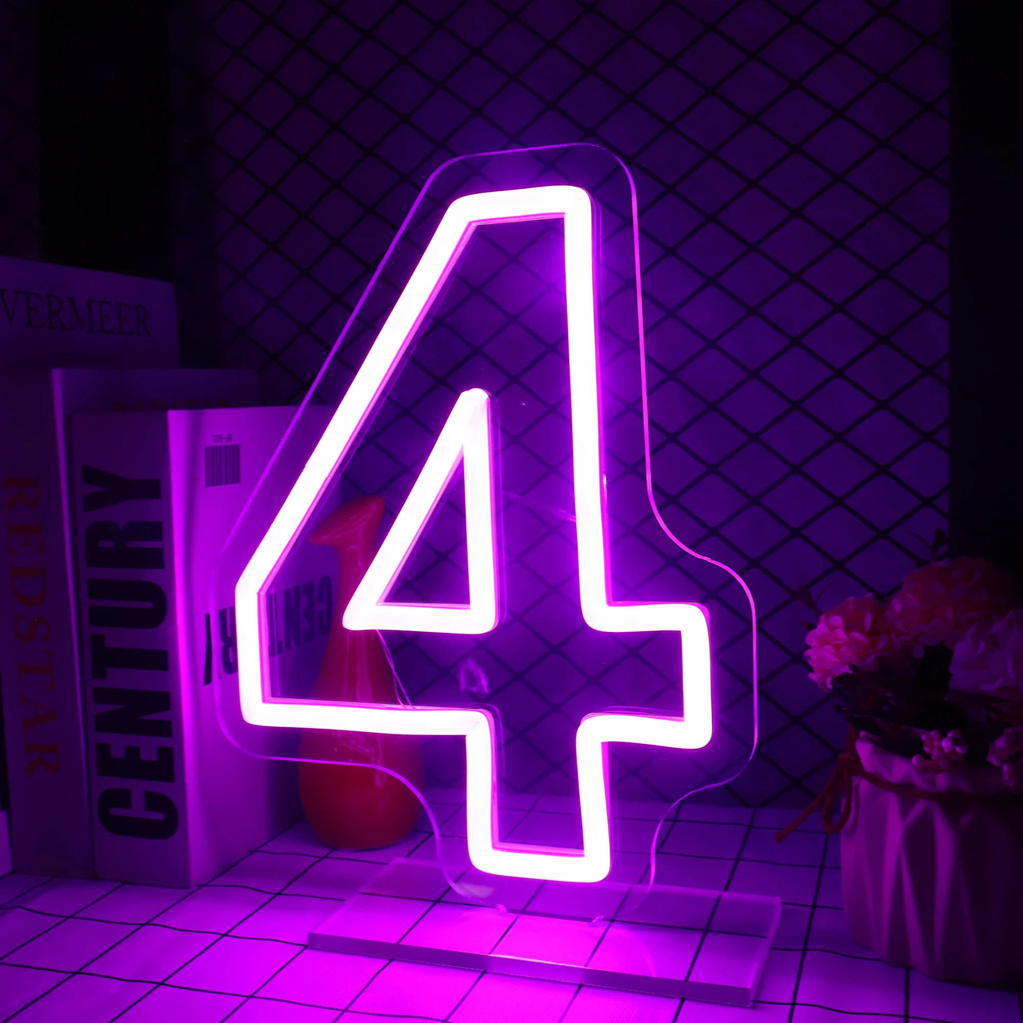 Drop Shipping 2023 Custom Neon Lights Sign Numbers Popular Led Advertising 21 40 Neon Sign With Stand For Wedding Decor