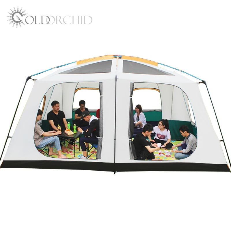 Custom outdoor double layers large space 8-12 person camping high quality outdoor waterproof big family tent
