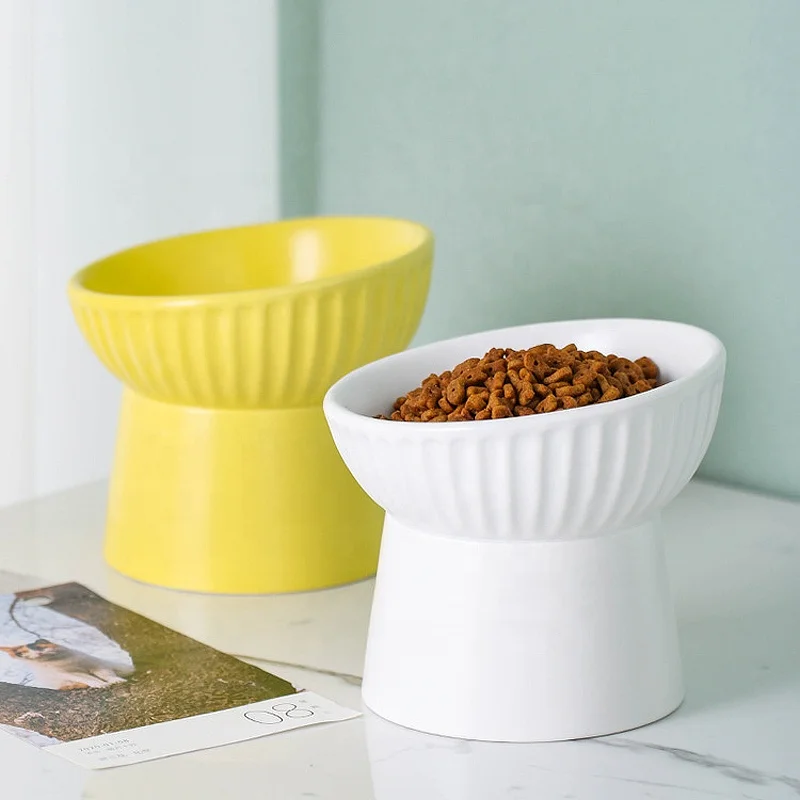 2023 New Design Pottery Feeding Anti Spill Proof Elevated No Spill Water Food Drinking Ceramic Dog Pet Bowl Feeders