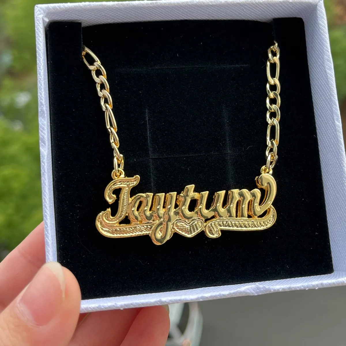 QIUHAN ODM Plated Custom Name Necklace Gold Double Layer Nameplate Brass 3D Pendant Letter Necklace Party Necklace