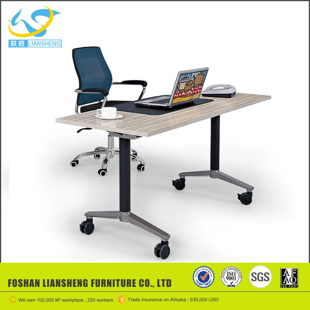 cheap furniture factory folding conference table with locking wheels