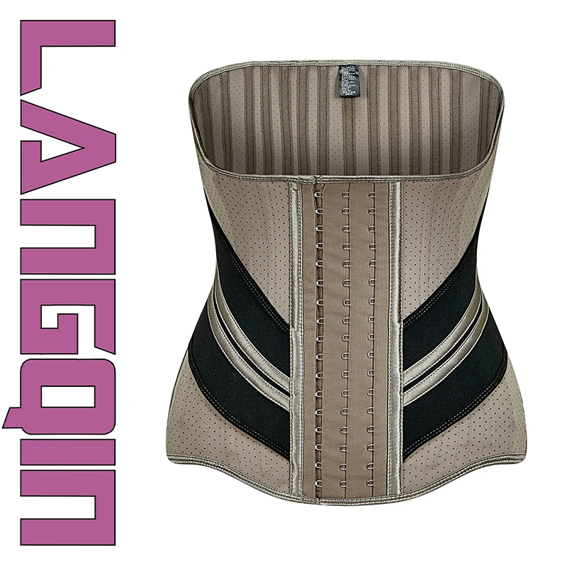 Langqin Compression straps corset body slimming 25 steel bones latex waist trainer for women shaper