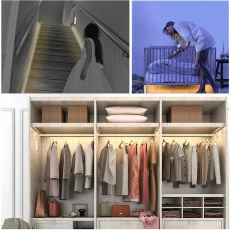 
1M LED Wireless Motion Sensor Strip Light TV Backlight Lighting for Home Room Bed Cabinet Closet Stairs Night Light Lamp 