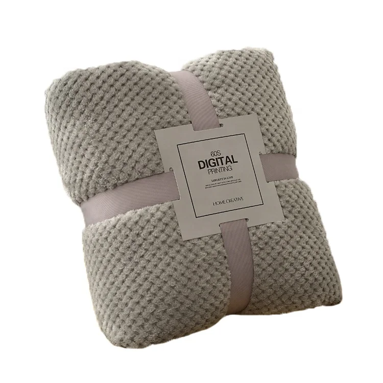 Take photos in stock thicken solid color pineapple blanket coral velvet sofa air conditioning nap blanket