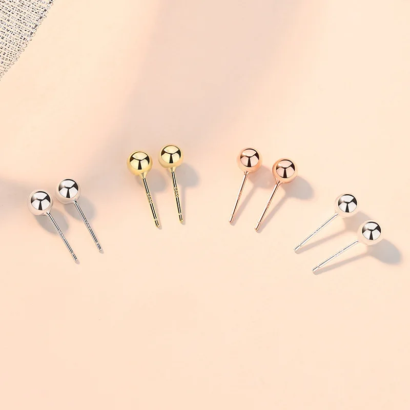 VANA  925 sterling silver earring  Round Beanie earrings  14k gold plated  Rose Gold White Gold stud earrings for women