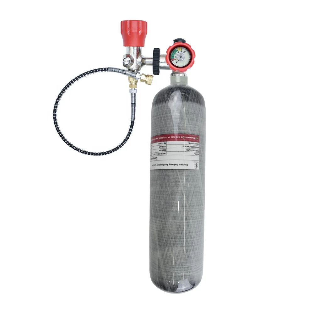 GP Impact-resistance Low Price CE 3L High Pressure 300Bar 4500Psi Scuba Carbon Fiber Gas Cylinder With Red Valve Gauge Regulator