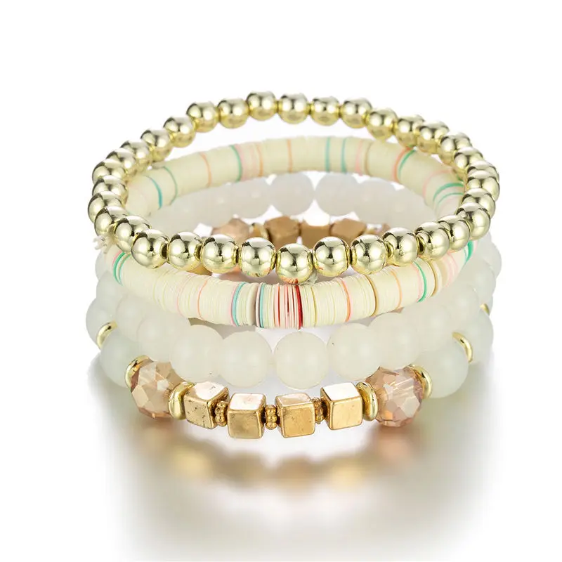 Vintage Jewelry Ethnic Multilayer Boho Statement Bracelets Women Big Beads Bracelets