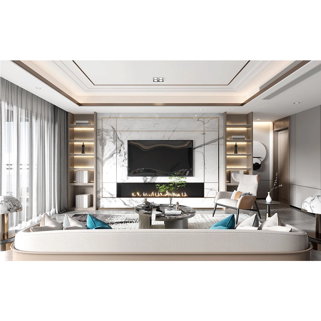 New rock slab TV background wall decoration customization 2024 Internet celebrity modern simple living room TV wall