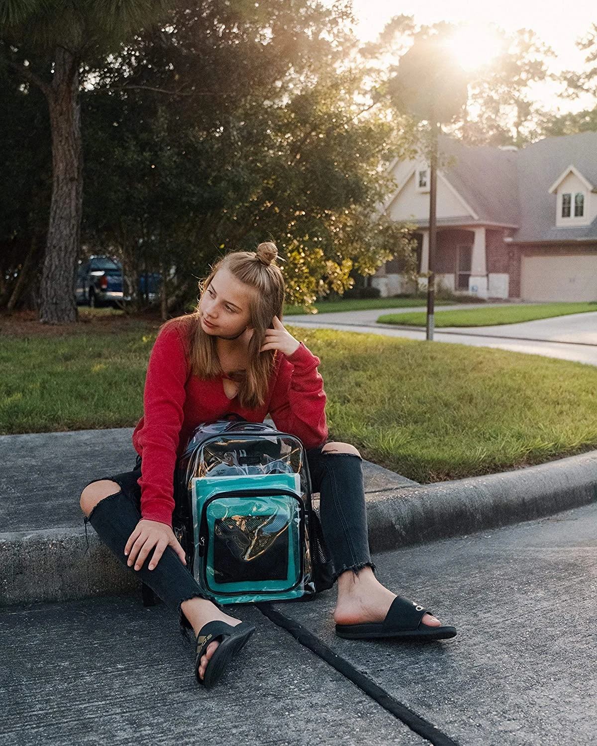 Heavy Duty Large Capacity See Through Backpack Clear BookBag PVC Transparent School Backpack College Clear Backpack