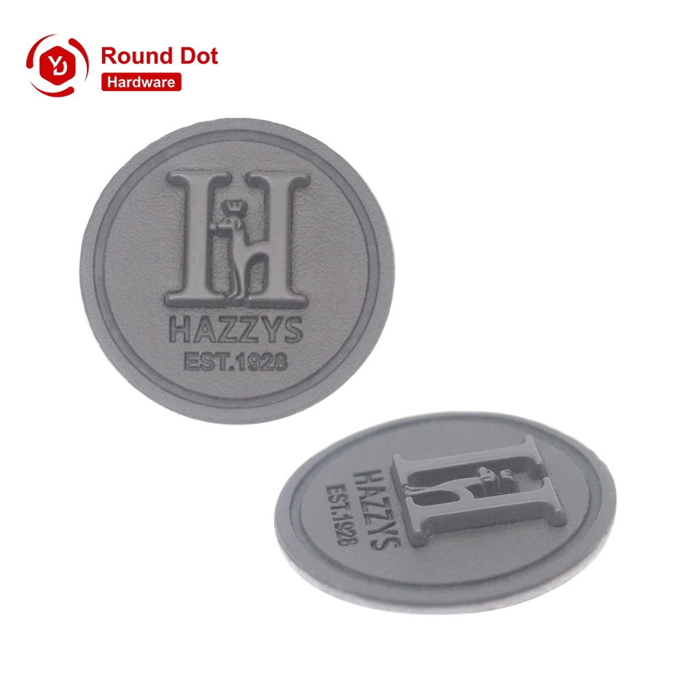 Professional OEM ODM Jeans Leather Label with Metal Logo for Garment, Custom Leather Paint Metal Letter Logo Label for Clothing
