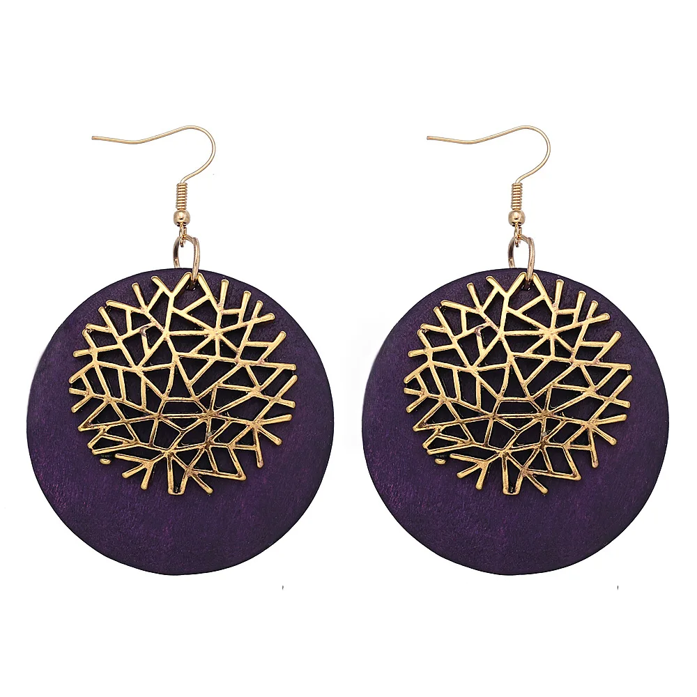 
SH131 2020 New exquisite fashion round Wood Earrings for women 