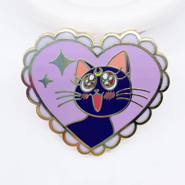 
Hard enamel pin pink heart rubber clutch 