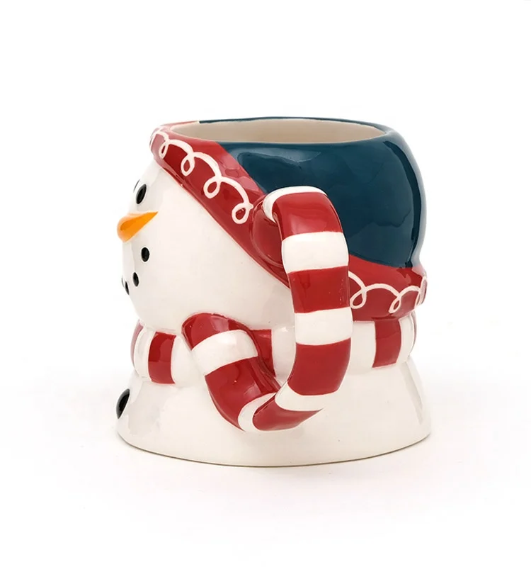 Wholesale 3d mug Snowman Ceramic  Porcelain christmas mugs ceramic 3d mug in santa design
