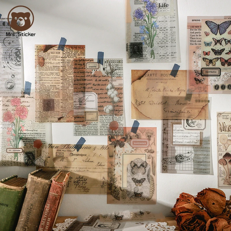 20sheets Ephemera Retro Scrapbook Paper Supplies Vintage Journaling Material Paper DIY Decorative Craft,Wrapping,Travel Notebook