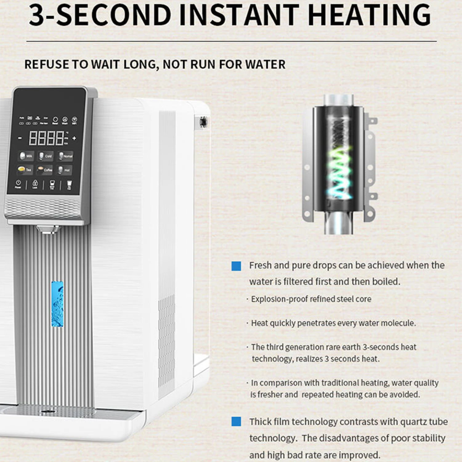 Olansi RO System Countertop Rich Hydrogen Kangen Water Machine Automatic Water Dispenser Water Cooler with UVC