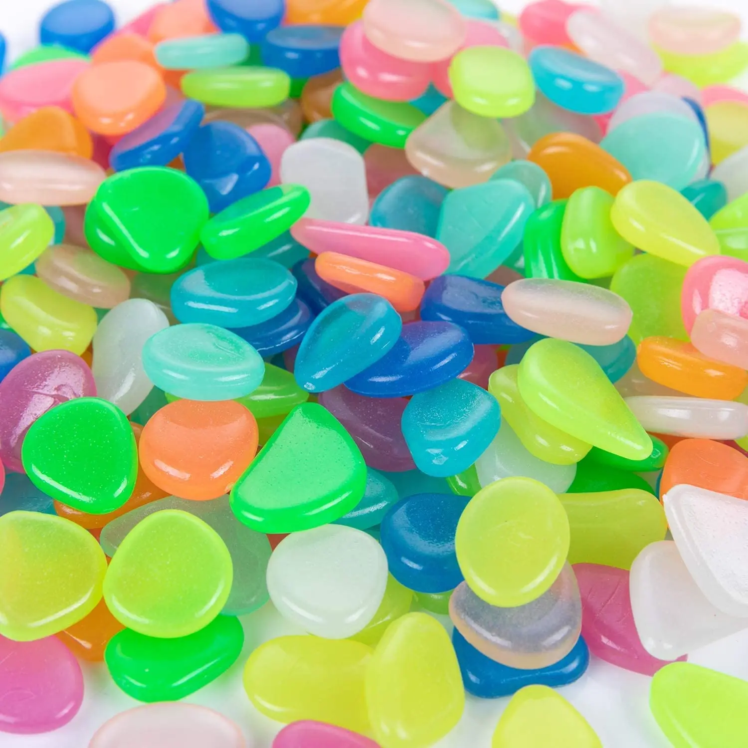 Glow in The Dark Pebbles Mixed Color Garden Pebbles Stone  For Walkway Yard and DIY Decorative Gravel