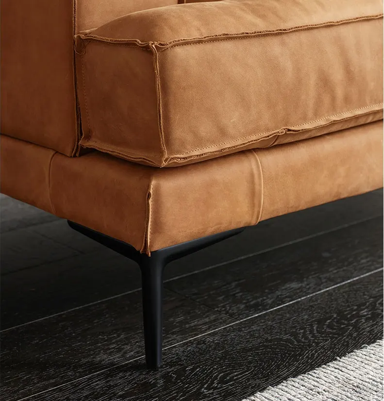 European-style modern living room top head triple leather sofa Down filling sofa