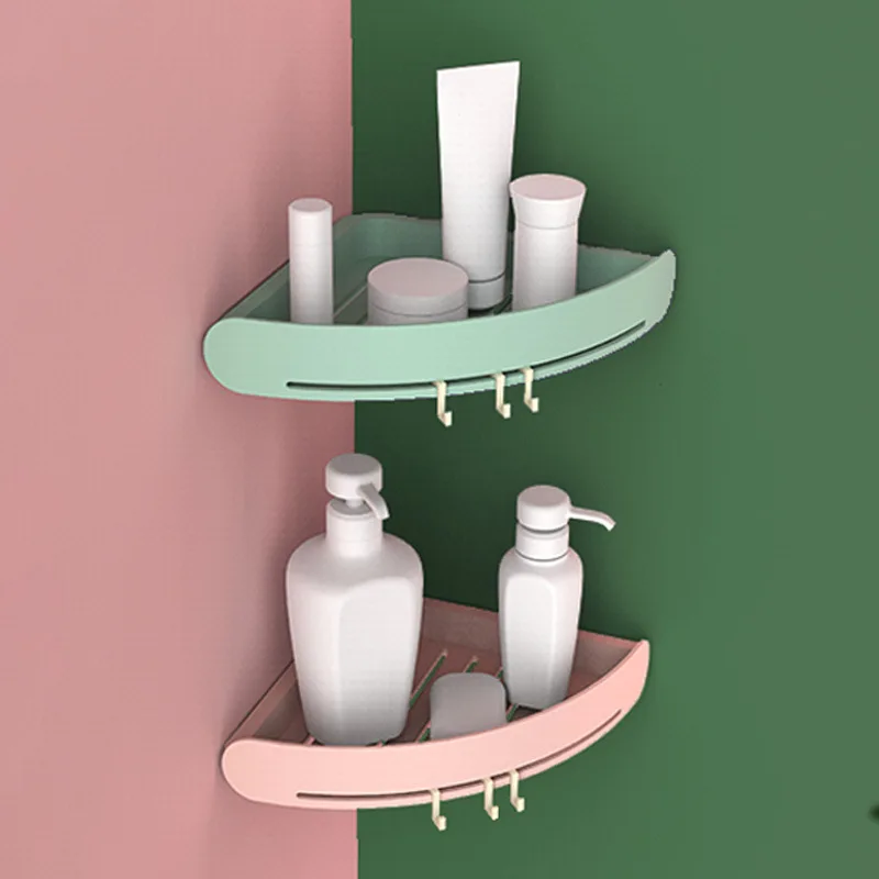 Best-selling Waterproof Corner Storage Rack Organizer Wall-mounted No-punch Bathroom Shower Plastic Storage Shelf